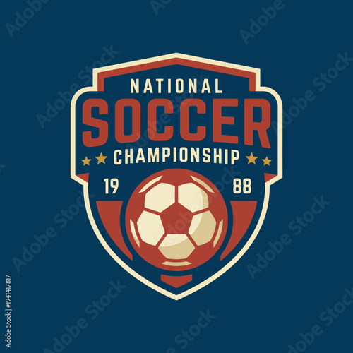 This emblem showcases a bold soccer ball design, representing the National Soccer Championship. It is a striking symbol of competition and athletic spirit in 1988.