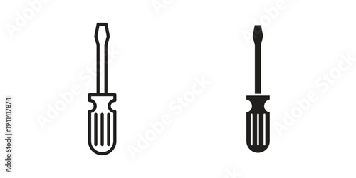 Screwdriver icon silhouette design. Editable stroke outline icon on white background