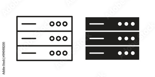 Server rack icon silhouette design. Editable stroke outline icon on white background