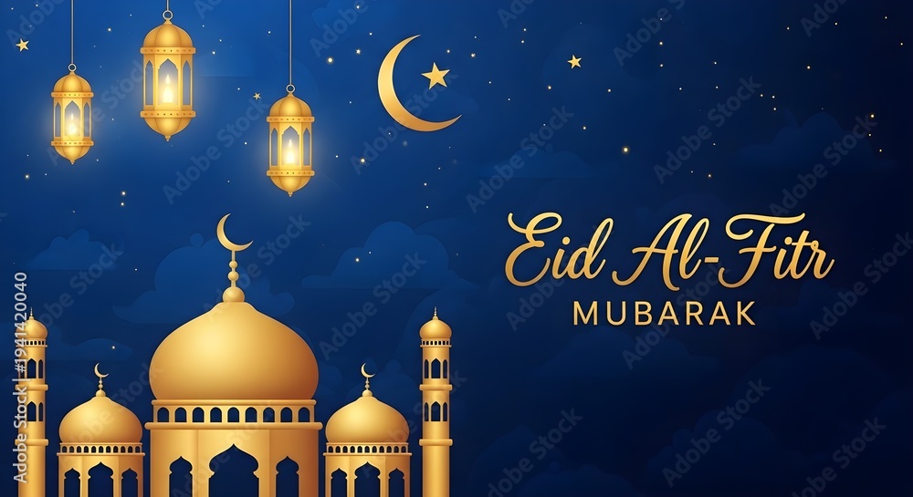 Fototapeta premium Celebrating the festive lights and architecture of eid al-fitr mubarak