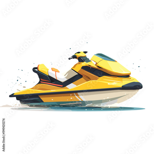 Speedboat Racing Splash Water Sport Vector Illustration Blue Orange Design