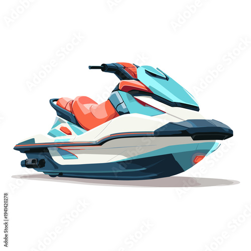 Speedboat Racing Splash Water Sport Vector Illustration Blue Orange Design