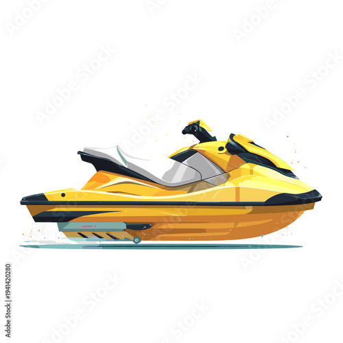 Speedboat Racing Splash Water Sport Vector Illustration Blue Orange Design
