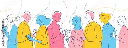 Diverse team collaboration abstract illustration seamless partnership colorful vector design