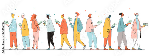 Diverse team collaboration abstract illustration seamless partnership colorful vector design