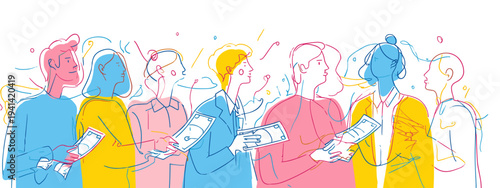 Diverse team collaboration abstract illustration seamless partnership colorful vector design