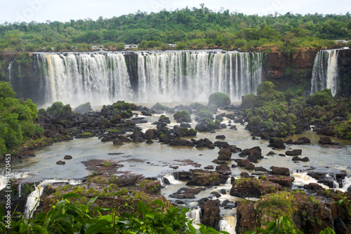 Scenic landscape with famous Iguacu Waterfalls at Iguacu National Park, Brazilian side. Photo taken October 6th, 2025, Iguacu Falls, Brazil.