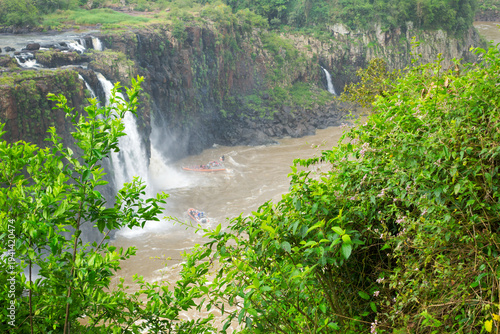 Scenic landscape with famous Iguacu Waterfalls at Iguacu National Park, Brazilian side. Photo taken October 6th, 2025, Iguacu Falls, Brazil.