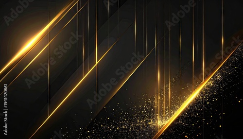 Elegant abstract background featuring black and gold geometric shapes