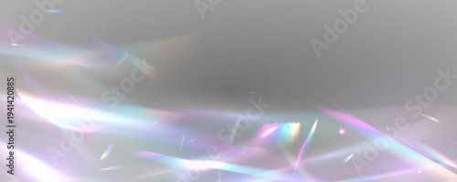 Rainbow neon prism refracts crystal light through diamond glass glitter. PNG vector lens highlights sparkle while glare and flare effect enrich reflections. The glow feels vibrant.