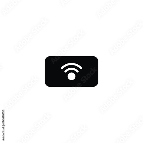 Solid fill of a push notification symbol with a wi- fi signal and a dot in the center wi-fi signal black