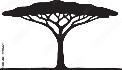 Savanna Acacia Tree Flat Topped Horizon Silhouette