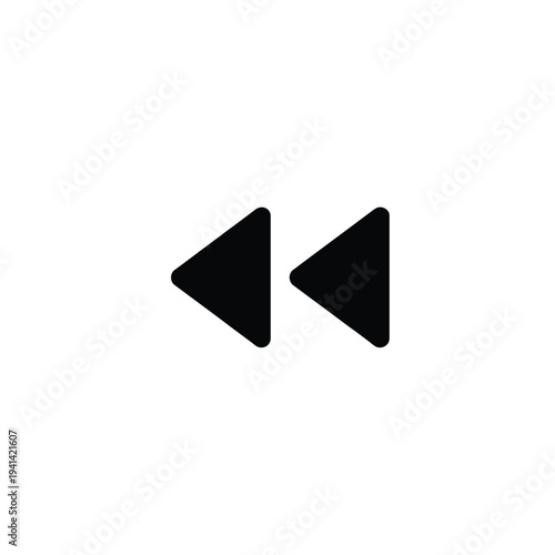 Solid fill of two black rewind arrows pointing left 2