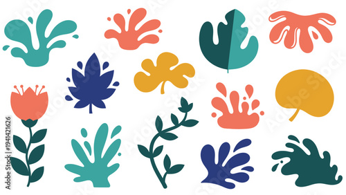Vibrant Collection of Abstract Botanical and Organic Shapes.