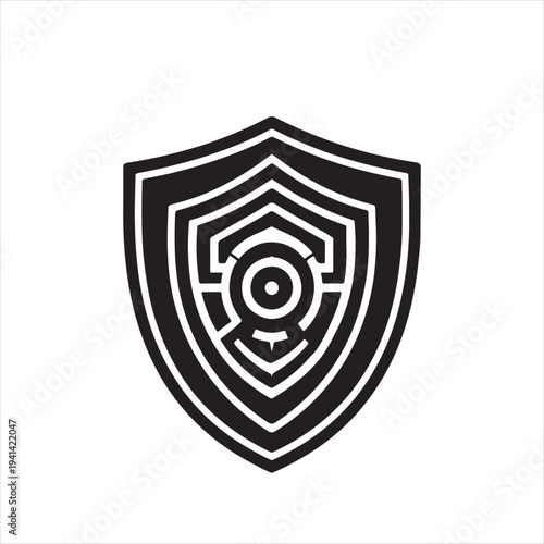 Cyber shield vector silhouette outline logo design concept illustration idea
