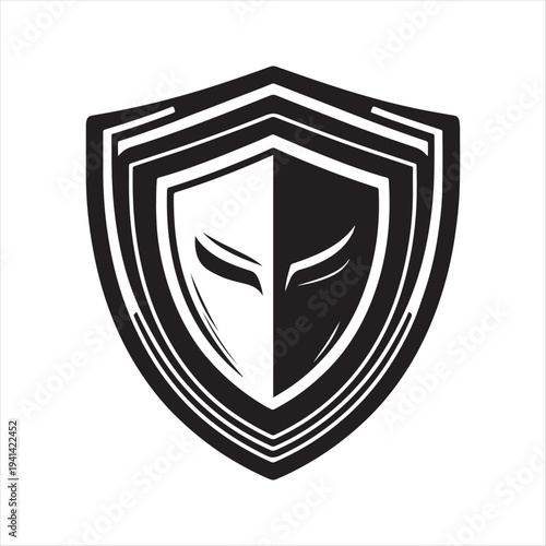 Cyber shield vector silhouette outline logo design concept illustration idea