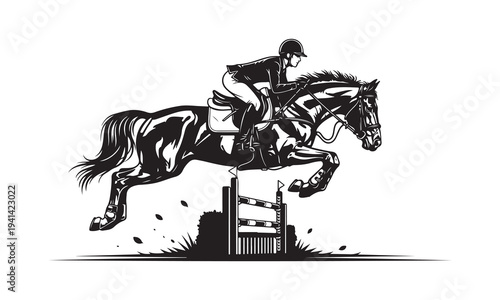 Horse Rider Silhouette Vector Set, Cowboy Riding Horse, Archer Shooting Arrow from Horse, Jockey Racing Horse, Mounted Warrior, Dressage Rider, Horse Jumping Illustration Collection