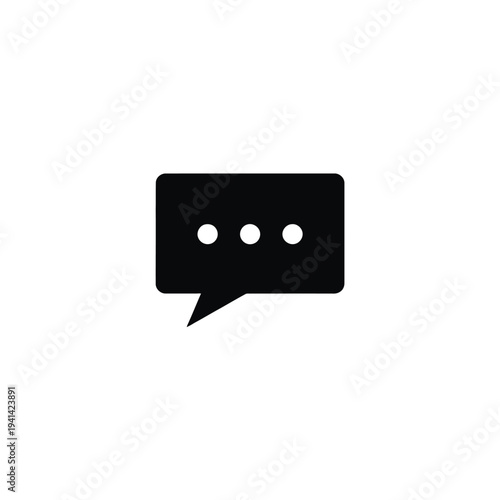 Solid fill of black speech bubble with three white dots three dots 1