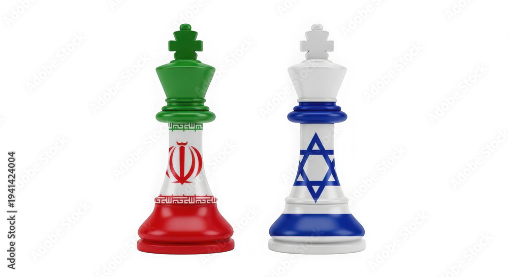 Obraz premium Chess pieces representing israel and palestine conflict isolated on transparent background