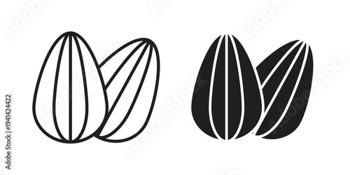 Almond icon. Black and White Vector Illustrations. line icon vector pictogram