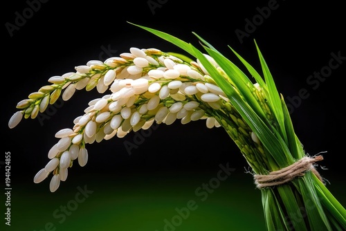 Close-up of a bunch of white flowers with green leaves.