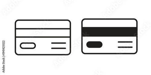 ATM card icon. Black and White Vector Illustrations. line icon vector pictogram