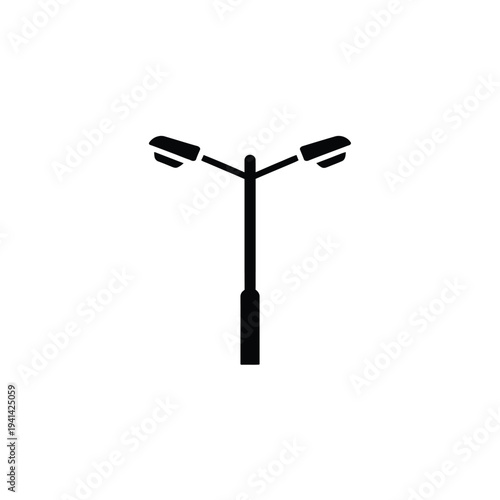 Solid fill of a black streetlight pole with two lamps