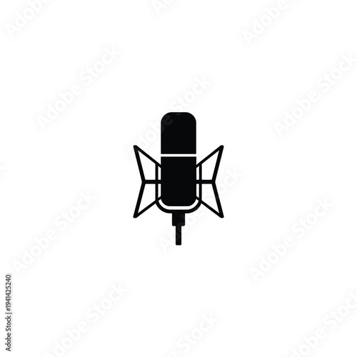 Solid fill of a black studio microphone with stand microphone stand