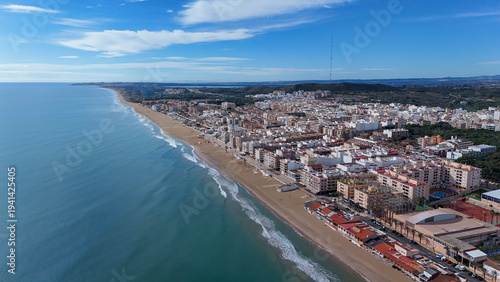 Fotografia Aerial drone view of Guardamar del Segura beach and Mediterranean coastline, Cos