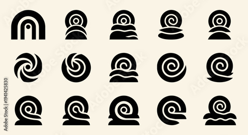 Collection of Minimalist Snail Shell Logos and Icons.