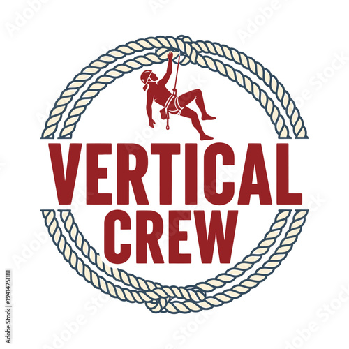 Vertical Crew logo with a climber and rope design tshirt design