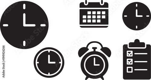 Time Management and Organization Icons for Productivity and Scheduling