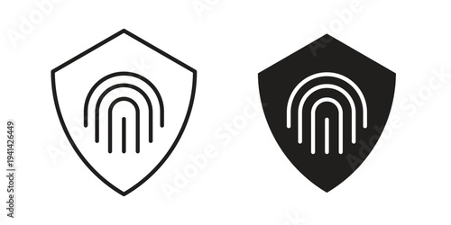 Biometric security icon. Black and White Vector Illustrations. line icon vector pictogram