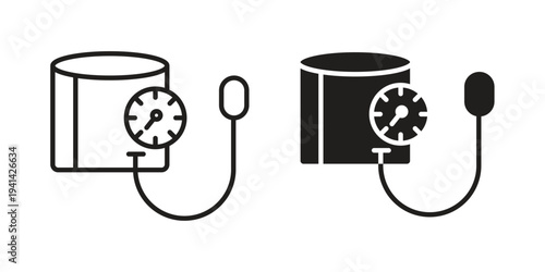 Blood pressure meter icon. Black and White Vector Illustrations. line icon vector pictogram