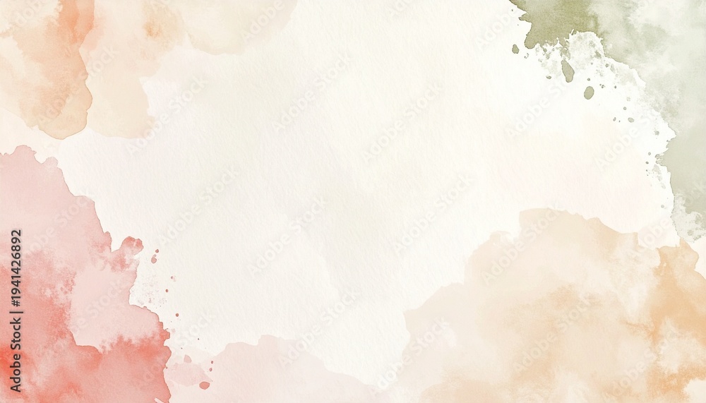 Obraz premium Light watercolor edge effect on fine paper texture creating a soft minimal artistic background.