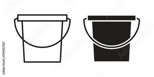 Bucket icon. Black and White Vector Illustrations. line icon vector pictogram