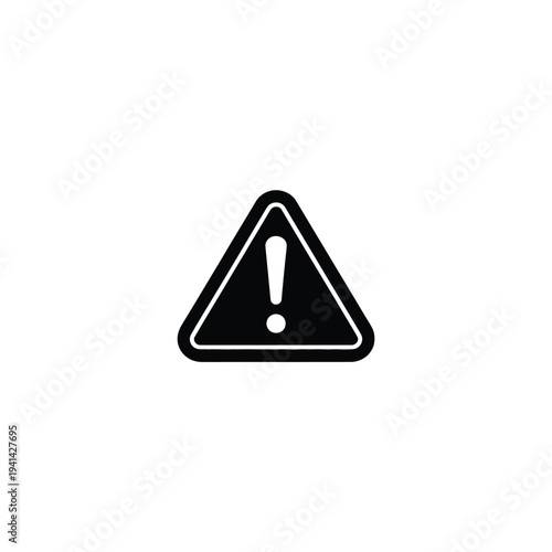 Solid fill of a black triangular warning signboard with an exclamation mark triangle