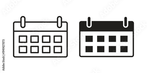 Calendar icon. Black and White Vector Illustrations. line icon vector pictogram
