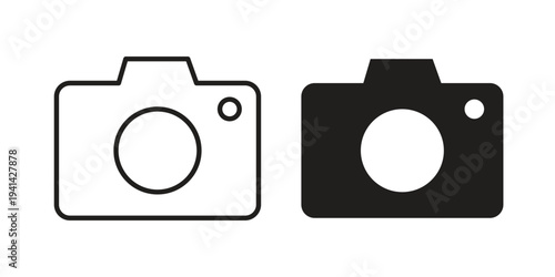 Camera icon. Black and White Vector Illustrations. line icon vector pictogram