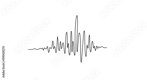 Black Sound Waveform on White Background Keywords: sound wave, audio, music, waveform, signal