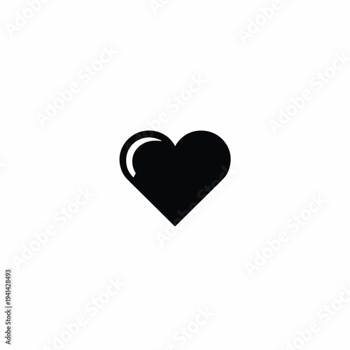 Solid black heart with a curved line on the left side fill wishlist