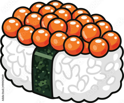 Isolated a realistic Salmon roe, sushi vector art with white background..