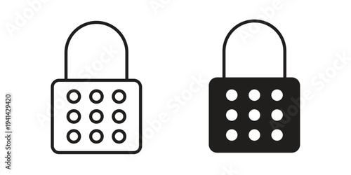 Code lock icon. Black and White Vector Illustrations. line icon vector pictogram
