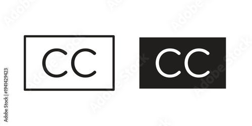 Closed caption icon. Black and White Vector Illustrations. line icon vector pictogram
