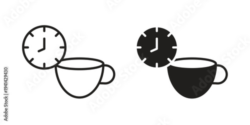 Coffee time icon. Black and White Vector Illustrations. line icon vector pictogram