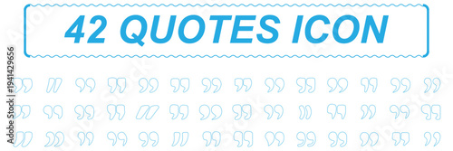 Set of quote mark, quotes icon, sign, symbol, emblem. Ditto marks icon set. Quotation marks. Dialogue discussion symbol for UI UX, website, mobile app
