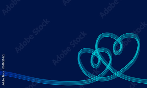 A blue heart shaped string on a dark background