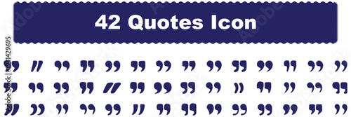 Set of quote mark, quotes icon, sign, symbol, emblem. Ditto marks icon set. Quotation marks. Dialogue discussion symbol for UI UX, website, mobile app