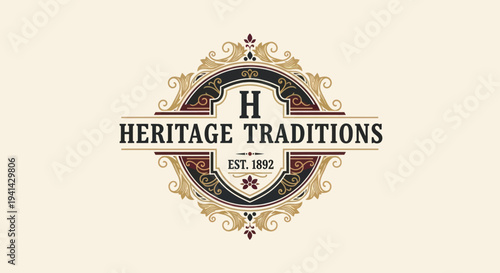Heritage Traditions Emblem Logo Design.