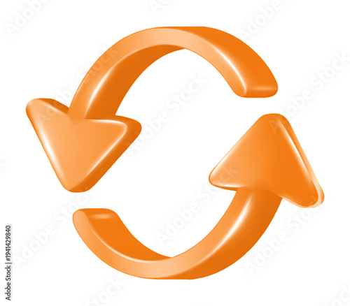 3D Orange Circular Arrows Icon Representing Refresh Update or Synchronization